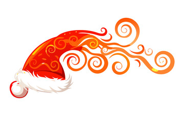 Santa hat with swirling red and orange pattern