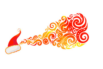 Swirling pattern with Santa hat and orange flame effect