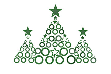 Abstract green Christmas trees made of circles