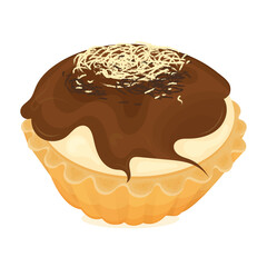 Chocolate Cheese Tart with Cheese Filling, Pastry Delight, Vector Illustration