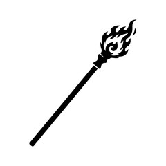 Wizard staff silhouette fiery torch isolated on, a symbol of passion, energy, and transformative power