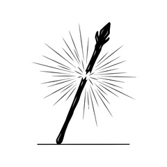 Wizard staff silhouette a magical staff emitting a burst of energy, isolated on