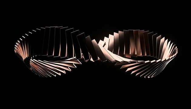 Two abstract metallic infinity symbols with ribbed texture against a dark background - Powered by Adobe