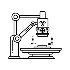 Radiation microscope icon, scientific research laboratory equipment