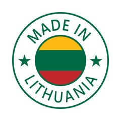 Fototapeta premium Lithuania Made in Stamp in circle with flag Vector template on white background