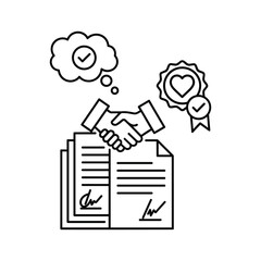 Business agreement icon handshake contract trust deal quality seal