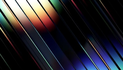 Abstract diagonal lines with iridescent light reflections and dark background texture