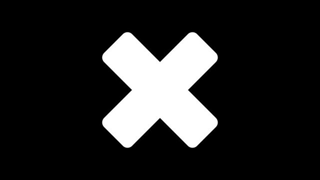Animated brushstroke cross mark drawing itself on a transparent background, ideal for indicating errors or wrong answers in videos.

