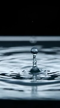 Extreme slow motion close-up of a perfect water droplet hitting a clear surface creating concentric ripple circles that fade and echo beautifully minimalist, loop, purity