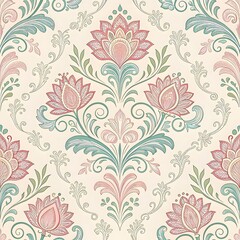 Vintage seamless floral pattern with gold ornamental design