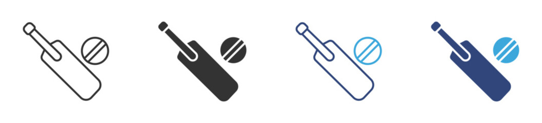Cricket bat and boll icon set, vector illustration .