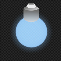 Blue Glowing Light Bulb Vector. Minimalist PNG