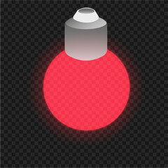 Red Glowing Light Bulb Vector. Minimalist PNG