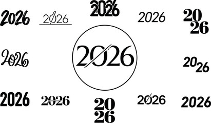 Creative typography featuring the year 2026 in various artistic styles © RAJDATTA