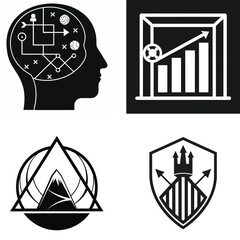 Set of business strategy icons flat vector design elements for business and finance presentations isolated on white background