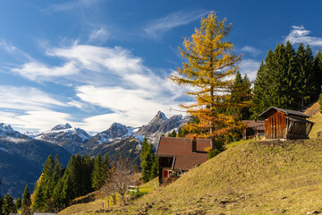 Herbst im Montafon bei Bartholomäberg, Österreich
