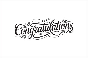 Elegant Black & White Congratulations Typography Design – Decorative Calligraphy Lettering