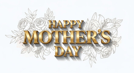 Celebrate Mom with elegant gold lettering and delicate floral accents, creating a timeless and luxurious Mother's Day greeting card design.