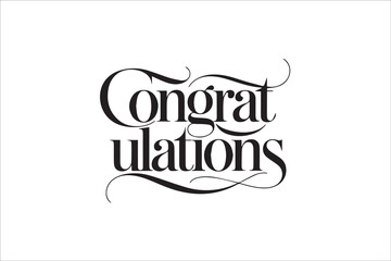 Elegant Black & White Congratulations Typography Design – Decorative Calligraphy Lettering