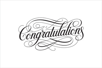 Elegant Black & White Congratulations Typography Design &ndash; Decorative Calligraphy Lettering