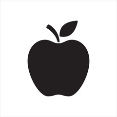Minimal Black Apple Silhouette Vector Icon for Education, Health, and Fruit Symbolism