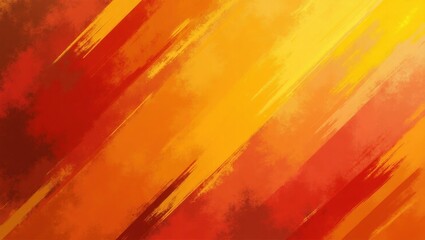 Abstract diagonal brush strokes in warm shades of orange and red