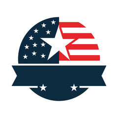 Themed Patriotic Badge With Star Stripes Banner For Events Decoration, isolated white background