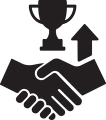Hands Shaking with Upward Arrow Behind Icon – Vector EPS Growth, Partnership, Success, Business Symbol.