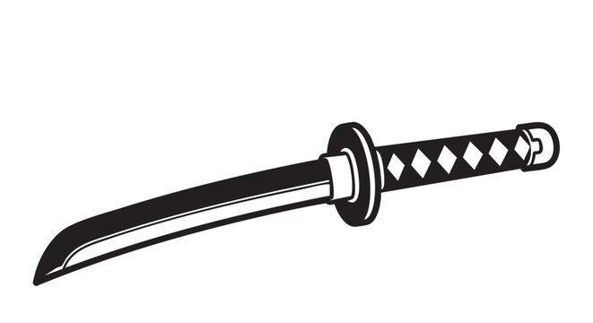 21. Black wakizashi silhouette on white background
