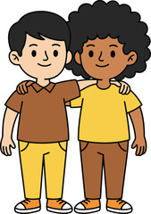 Fototapeta premium Diverse friends embracing each other, a symbol of unity and friendship togetherness