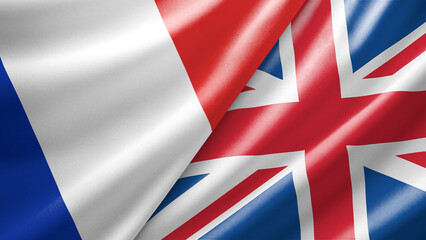 Fototapeta premium France and United Kingdom two national flags filling the entire frame, close-up view, edge-to-edge composition