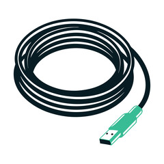 USB Cable Icon, Data Transfer, Connection Graphic Vector Icon Set of Various Transportation Vehicles