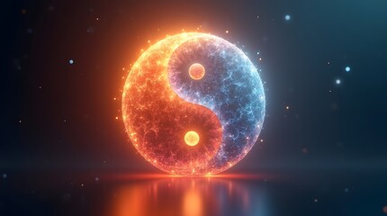 Harmonious balance with vibrant yin yang symbol glowing with energy for wellness concepts and spiritual designs