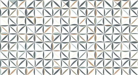 Intricate geometric pattern featuring repeating star and petal shapes in muted gray, beige, and white tones, creating a seamless tileable design.