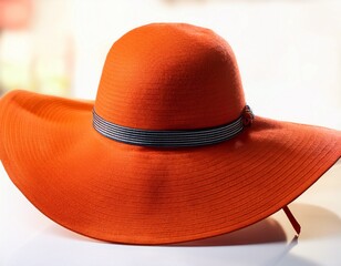 stylish orange wide brim hat fashion accessory