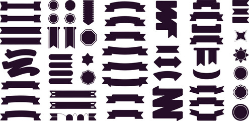 Diverse collection of simple rectangular banners and advertisements in various colors and styles perfect for promotions and marketing campaigns