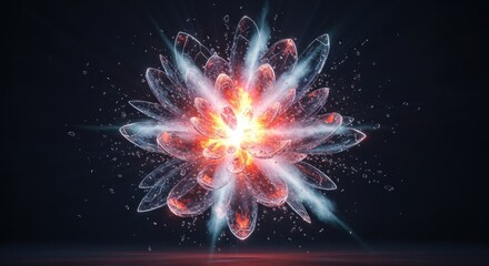 Abstract digital art of a vibrant energy explosion in space.