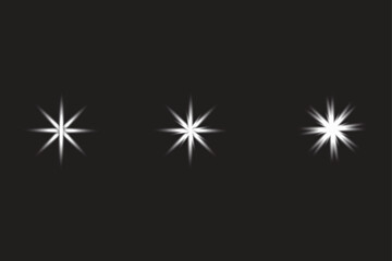 Glowing Star Light Effects on Dark Background — Sparkle Shine Element Set