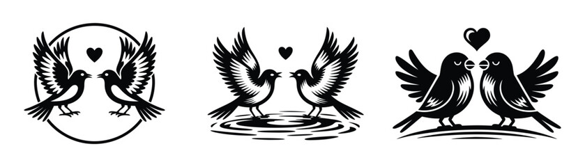 Fototapeta premium Love Birds Couple Vector Illustration with Heart