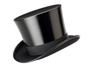 A Classic black top hat for magician, isolated on a white or transparent background, cut out on PNG, generated AI