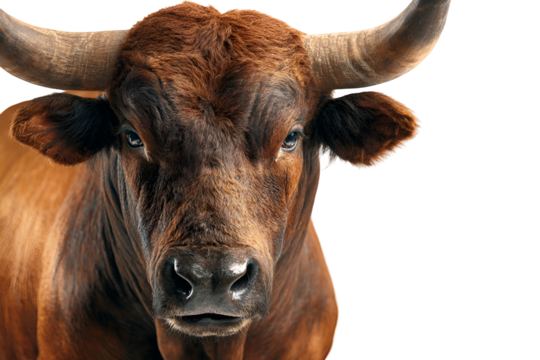 Detailed Close-up Portrait of a Brown Bull Face