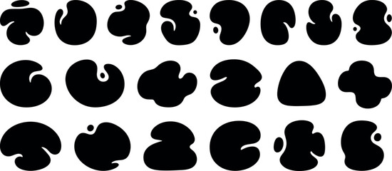 Fototapeta premium Collection of abstract organic blob shapes in black and white.