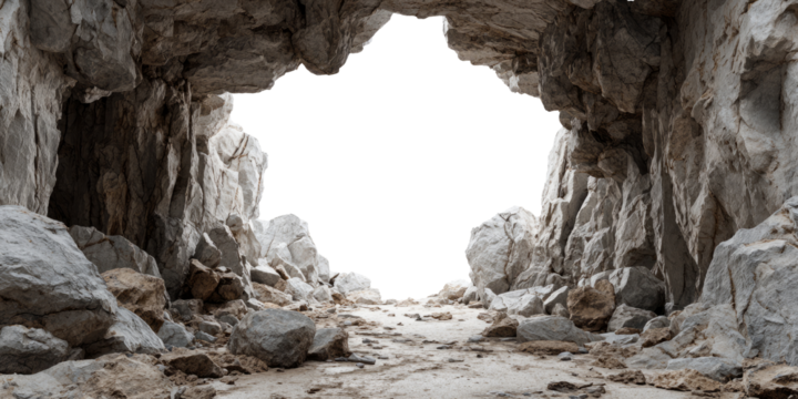 Majestic Rock Formation Unveiling the Skyline Through a Natural Cave Opening