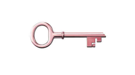 Metallic Key on Transparent Background