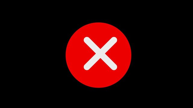 Alpha channel animation of a black ink brush cross mark, a useful graphic for indicating rejection or denial in motion design.
