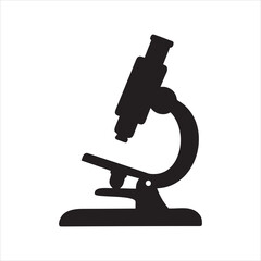 Compound Laboratory Microscope Silhouette Vector Icon for Science