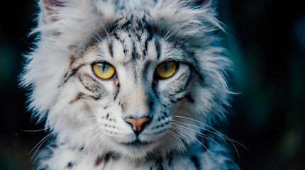 Obraz premium Fantasy White Furry Creature With Golden Eyes and Paw Raised