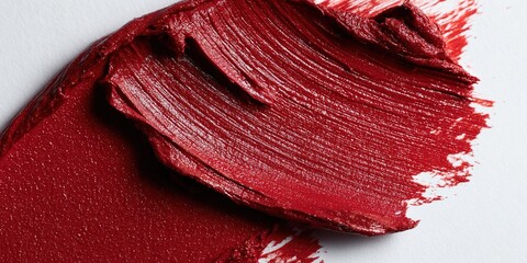 Bright red paint strokes create a vivid texture on a white canvas, showcasing the art of color and creativity during an afternoon session