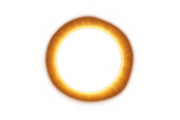 Golden light ring glowing with magical energy, forming a circular portal or halo. Transparent background