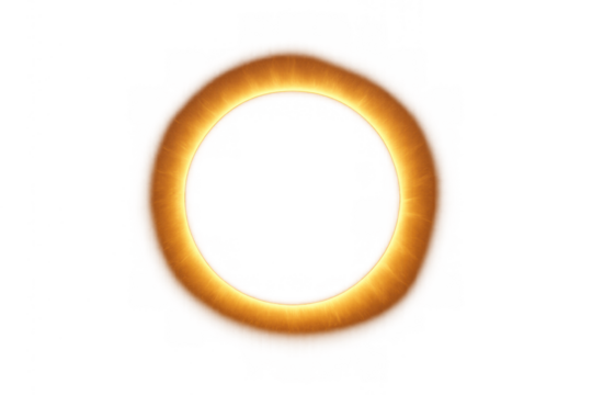 Golden light ring glowing with magical energy, forming a circular portal or halo. Transparent background